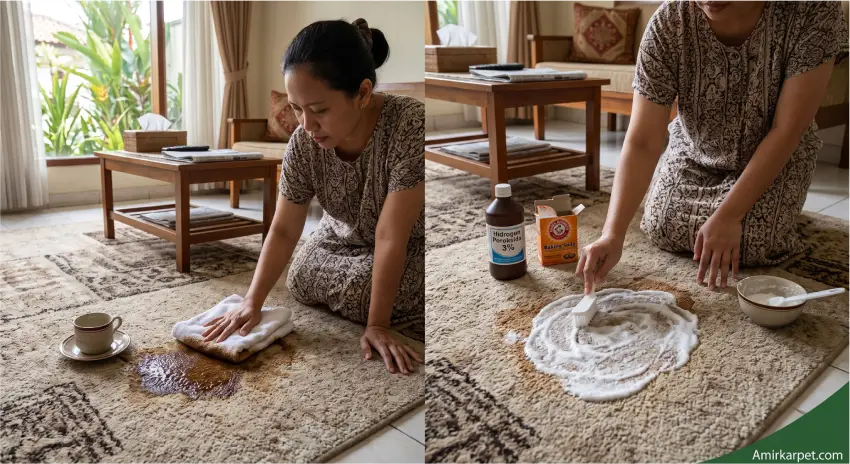 Fresh vs dried coffee stain removal methods for carpet