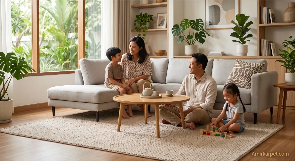 Karpet ruang tamu minimalis modern 2026 untuk rumah Indonesia
