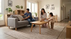 Karpet IKEA untuk ruang tamu modern rumah Indonesia