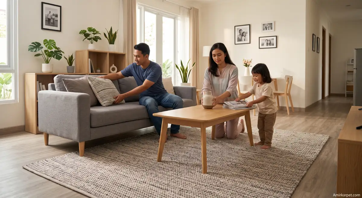 Karpet IKEA untuk ruang tamu modern rumah Indonesia