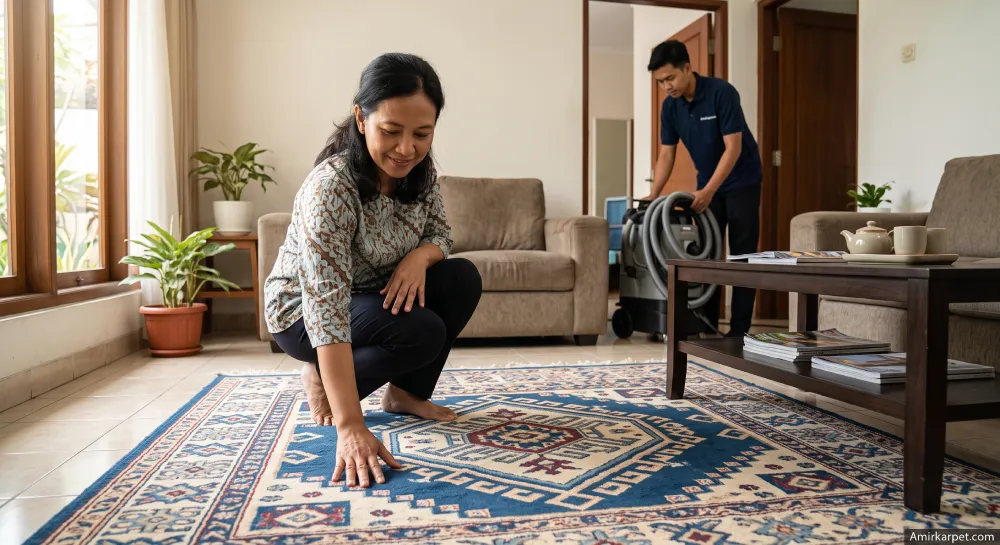 Jasa cuci karpet profesional di rumah Indonesia
