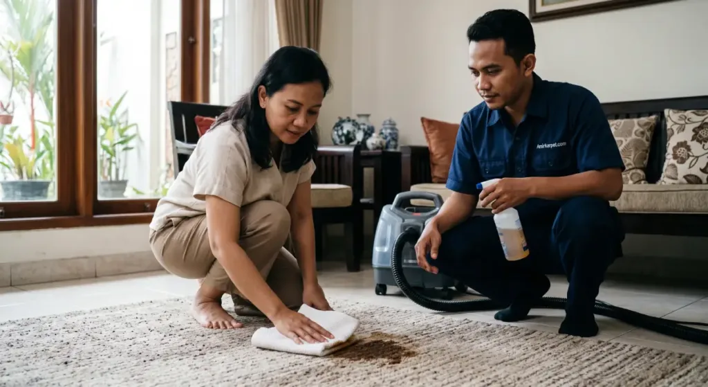 Cara menghilangkan noda karpet dengan membersihkan tumpahan kopi di rumah
