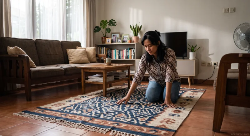 Jenis karpet Indonesia berdasarkan bahan wol sintetis katun dan serat alami