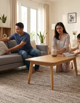 Karpet IKEA untuk ruang tamu modern rumah Indonesia