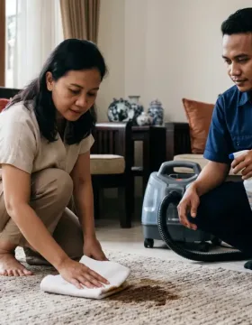 Cara menghilangkan noda karpet dengan membersihkan tumpahan kopi di rumah