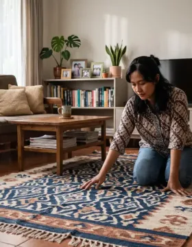 Karpet Indonesia untuk rumah dengan interior ruang tamu bergaya modern